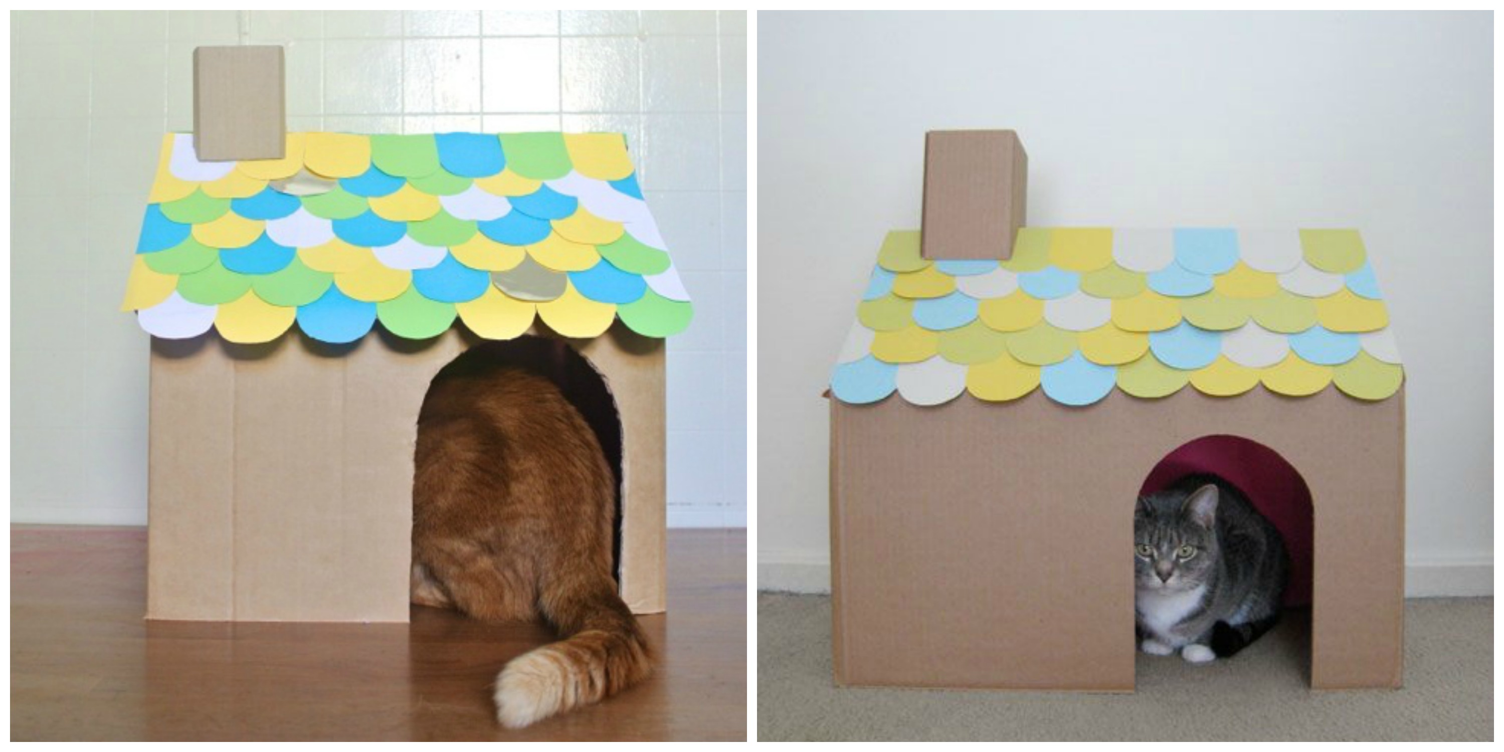 Как сделать домик для кошки из коробки