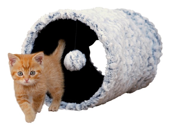 Домик для кошек и собак Нора с овчиной 50 см лежанка тоннель
